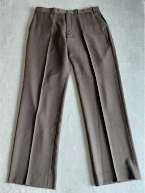 Ralph Lauren Houndstooth Pants Mens 36x32 Brown Polyester Dress Slacks